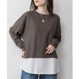C-GRAY | ワッフル裾切り替え長袖Tシャツ 冬 レディース | JungleJalopy