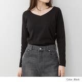 BLACK | 2×2リブVネックカットソー トップス Tシャツ | JungleJalopy