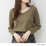 KHAKI | 2×2リブVネックカットソー トップス Tシャツ | JungleJalopy