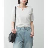 キーネックコットン5分袖トップ レディース 大きいサイズ | JungleJalopy | 詳細画像14