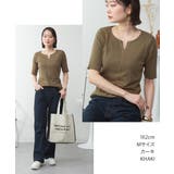 キーネックコットン5分袖トップ レディース 大きいサイズ | JungleJalopy | 詳細画像56