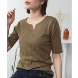 キーネックコットン5分袖トップ レディース 大きいサイズ | JungleJalopy | 詳細画像58