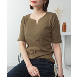 キーネックコットン5分袖トップ レディース 大きいサイズ | JungleJalopy | 詳細画像59