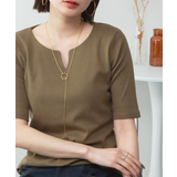 キーネックコットン5分袖トップ レディース 大きいサイズ | JungleJalopy | 詳細画像60