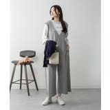 M-GRAY | ミニ裏毛ディープVネックコットンジャンプスーツ レディース 大きいサイズ | JungleJalopy