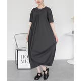 C-GRAY | 半袖バルーンロングワンピース レディース 大きいサイズ | JungleJalopy