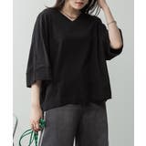 BLACK | Vネック 7分袖 ドルマンTシャツ | JungleJalopy