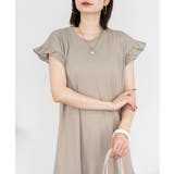 GRAY-BEIGE | 袖フレアノースリーブワンピース レディース 大きいサイズ | JungleJalopy