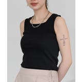 BLACK | 2×2リブ スクエアネックタンクトップ レディース 大きいサイズ | JungleJalopy