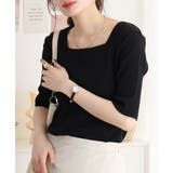 スクエアネック5分袖コットンリブTシャツ レディース 大きいサイズ | JungleJalopy | 詳細画像14 