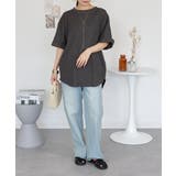 コットンワッフルロールアップハーフスリーブカットソー レディース 大きいサイズ | JungleJalopy | 詳細画像13