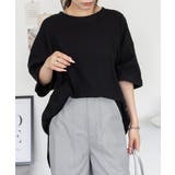 コットンワッフルロールアップハーフスリーブカットソー レディース 大きいサイズ | JungleJalopy | 詳細画像3