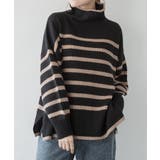 BLACK-MO | ハイネックボーダーニットプルオーバー 大きいサイズ レディース | JungleJalopy