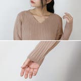 Vネックコットンリブニット 長袖 薄手 | JungleJalopy | 詳細画像27