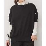 BLACK | 【M-L・LL-3L・4L-5L】袖脇オープンラウンドネック5分袖ニット | JungleJalopy