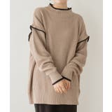 GRAY-BEIGE | ハイネック配色ボリュームニット 大きいサイズ レディース | JungleJalopy