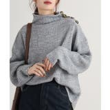 LT-GRAY | バルキーサイドボタンハイネックセーター 冬 レディース | JungleJalopy