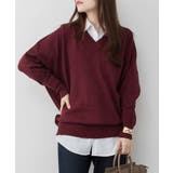 BURGUNDY | Vネックリブドルマンセーター | JungleJalopy