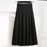 ブラック | スカート ニット プリーツニットスカート | karei