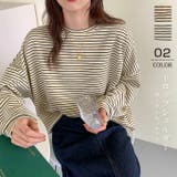 ボーダーカットソー ボーダー ロングTシャツ | karei | 詳細画像1