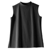 【袖なし】ブラック | さらっと心地いい。綿100%ベーシックTシャツ 半袖 ハイネック | karei