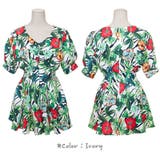 花柄×リーフ柄の華やかなデザインでシーズンムード漂うリゾート柄フレアワンピース | KawaiCat | 詳細画像7