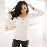 色んなコーデに着まわせるシンプルデザイン ポケット付きヘンリーネック長袖Tシャツ | KawaiCat | 詳細画像4