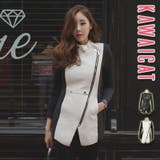 斜めZIPでスリムなシルエット レザー切り替え斜めZIPポイントジャケット | KawaiCat | 詳細画像1 