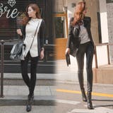 斜めZIPでスリムなシルエット レザー切り替え斜めZIPポイントジャケット | KawaiCat | 詳細画像3 