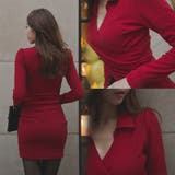 シャーリングでボディーラインをキレイにアシスト カラー付きシャーリングワンピース | KawaiCat | 詳細画像2