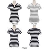 Vネックがすっきりとした印象を与える♪ベーシックデザインストライプ柄Vネック半袖… | KawaiCat | 詳細画像7