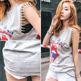 ロックテイストでとてもユニーク♪アメリカ星条旗デザイン鋲付きノースリーブTシャツ… | KawaiCat | 詳細画像2
