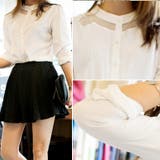 襟元シースルーが女性らしい♪すっきりとしたスタンドカラーのネックラインシースルー… | KawaiCat | 詳細画像2