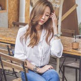 ネックラインのリボンが可愛い♪ほのかなシースルー感のあるリボン襟シースルー長袖ブ… | KawaiCat | 詳細画像5