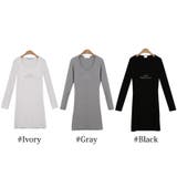 シンプルラインの長袖タイトワンピース♪深いネックラインがセクシーなシンプルセクシ… | KawaiCat | 詳細画像7