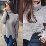 ルーズなフィット感でゆったり着られる♪タートルネック前スリットデザインリブニット… | KawaiCat | 詳細画像2