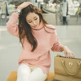 ルーズなフィット感でゆったり着られる♪タートルネック前スリットデザインリブニット… | KawaiCat | 詳細画像3