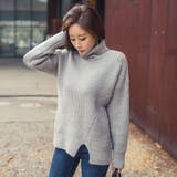 ルーズなフィット感でゆったり着られる♪タートルネック前スリットデザインリブニット… | KawaiCat | 詳細画像4