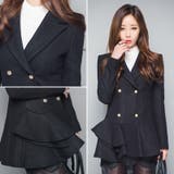 ウール素材で暖かいアイテム♪ウール素材のミディアム丈フリルデザインコート | KawaiCat | 詳細画像2