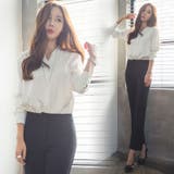 柔らかなシフォン素材で春先にもぴったり♪Vネックシフォン長袖ブラウス | KawaiCat | 詳細画像5