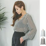 【ts16702】透け感がオシャレでセクシー♪縦ストライプ模様ノーカラー長袖ブラ… | KawaiCat | 詳細画像1