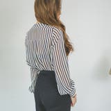 【ts16702】透け感がオシャレでセクシー♪縦ストライプ模様ノーカラー長袖ブラ… | KawaiCat | 詳細画像3