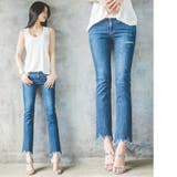 【pt17289】切りっぱなしの裾がポイント♪フレイドヘム９分丈デニムブーツカッ… | KawaiCat | 詳細画像1 