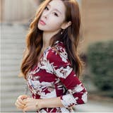 アンティーク調の花柄がポイント♪Vネックラップデザイン花柄長袖フレアミニワンピー… | KawaiCat | 詳細画像6