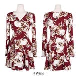 アンティーク調の花柄がポイント♪Vネックラップデザイン花柄長袖フレアミニワンピー… | KawaiCat | 詳細画像7