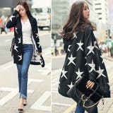 カジュアルに洗練された白黒星柄デザイン♪モノクロスターニットカーディガン | KawaiCat | 詳細画像3 