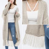 【jk18000】ユニークながらも洗練されたデザイン♪フリンジロングニットカーデ… | KawaiCat | 詳細画像2 