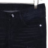 ダークブルーカラーで脚細効果のスプラッターペイントクラッシュスキニーパンツ | KawaiCat | 詳細画像5