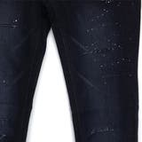 ダークブルーカラーで脚細効果のスプラッターペイントクラッシュスキニーパンツ | KawaiCat | 詳細画像6