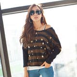 【C style】【ts7826】広いネックラインでユルく着こなせるボーダー柄ビ… | KawaiCat | 詳細画像2 